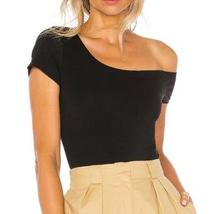 Superdown Asymmetrical Bodysuit in Black